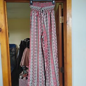Bohemian Red Patterned Women's Pants